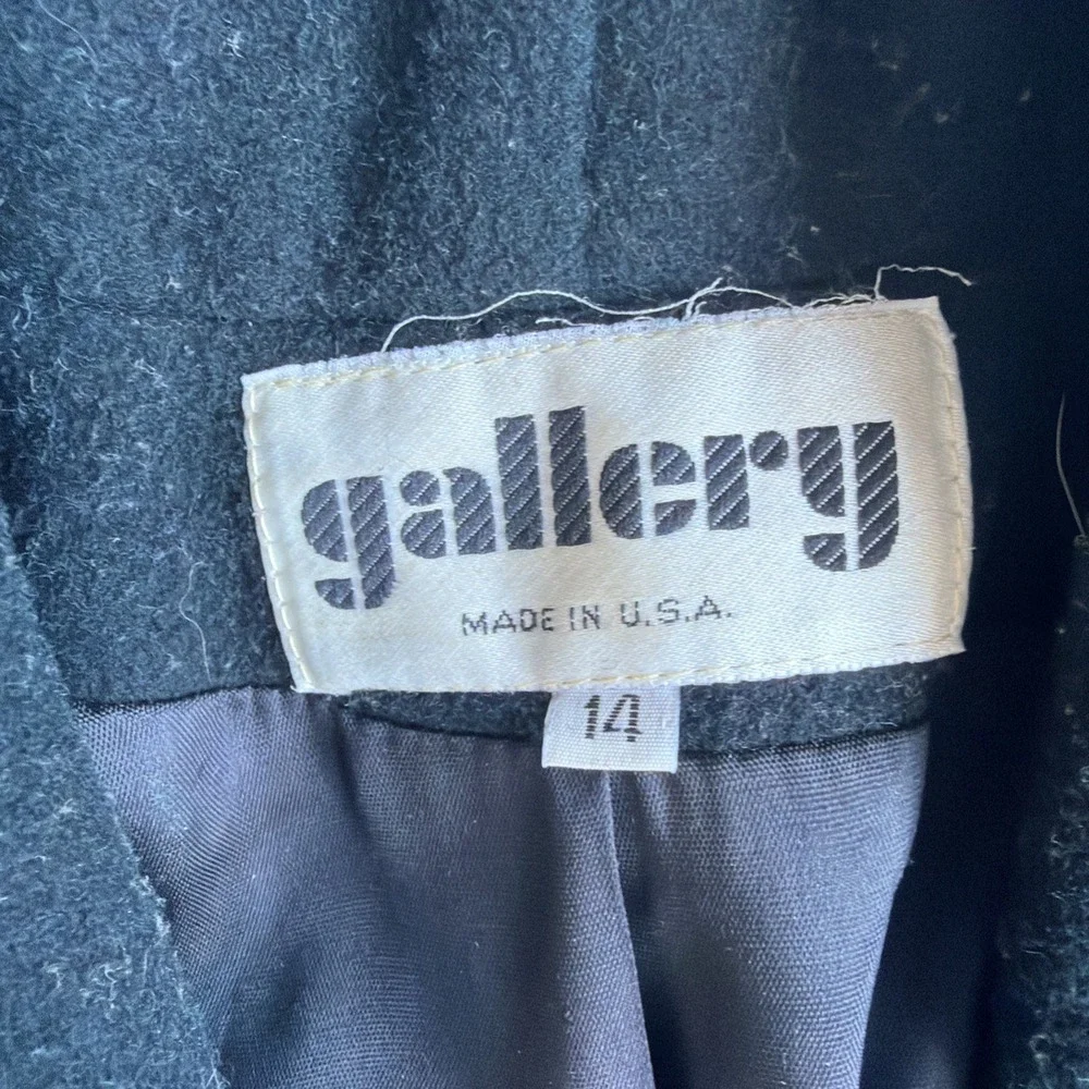 Vintage Gallery Wool Blend Colorblock Swing Coat Open Front Long Sz 14 Union Tag